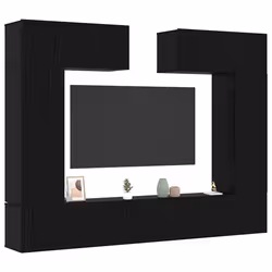 vidaXL Set mobile TV 6 pcs Rovere nero 100 x 30 x 30 cm - Vista aggiuntiva 3