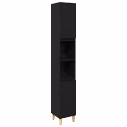 vidaXL Set di mobili per il bagno con porta 3 pcs Nero 60 x 30 x 60 cm - Vista aggiuntiva 2