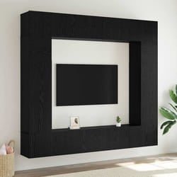 vidaXL Set mobile TV 8 pcs Rovere nero 100 x 30 x 30 cm