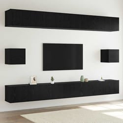 vidaXL Set mobile TV 8 pcs Rovere nero 100 x 30 x 30 cm
