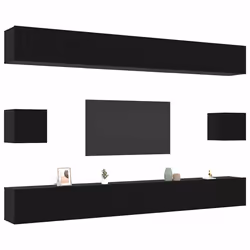 vidaXL Set mobile TV 8 pcs Rovere nero 100 x 30 x 30 cm - Vista aggiuntiva 3