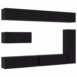 vidaXL Set mobile TV 7 pcs Rovere nero 30.5 x 30 x 110 cm - Vista aggiuntiva 2