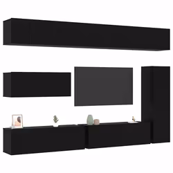 vidaXL Set mobile TV 7 pcs Rovere nero 30.5 x 30 x 110 cm - Vista aggiuntiva 3