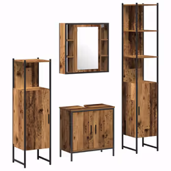 vidaXL Set di mobili per il bagno 4 pcs Marrone 33 x 33 x 185.5 cm - Vista aggiuntiva 2