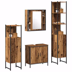 vidaXL Set di mobili per il bagno 4 pcs Marrone 33 x 33 x 185.5 cm - Vista aggiuntiva 3