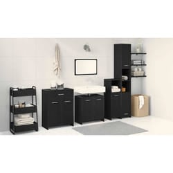 vidaXL Set di Mobili da Bagno 4 pcs Rovere Nero 30 x 30 x 183.5 cm