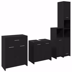 vidaXL Set di Mobili da Bagno 4 pcs Rovere Nero 30 x 30 x 183.5 cm - Vista aggiuntiva 2