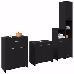 vidaXL Set di Mobili da Bagno 4 pcs Rovere Nero 30 x 30 x 183.5 cm - Vista aggiuntiva 3