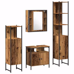 vidaXL Set di mobili per il bagno con cassetto 4 pcs Legno vecchio - Vista aggiuntiva 2