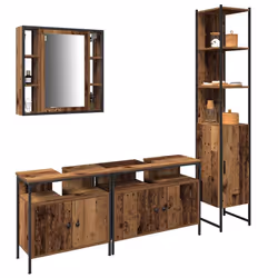 vidaXL Set di Armadi da Bagno 4 pcs Legno vecchio 33 x 33 x 185.5 cm - Vista aggiuntiva 3