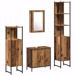 vidaXL Set di mobili per il bagno 4 pcs Marrone 33 x 33 x 185.5 cm - Vista aggiuntiva 2