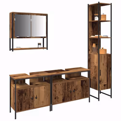 vidaXL Set di mobili per il bagno con lo scaffale 4 pcs Legno vecchio - Vista aggiuntiva 3