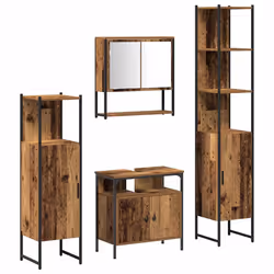 vidaXL Set di mobili per il bagno con lo scaffale 4 pcs Legno vecchio - Vista aggiuntiva 2