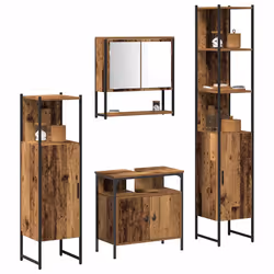 vidaXL Set di mobili per il bagno con lo scaffale 4 pcs Legno vecchio - Vista aggiuntiva 3