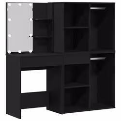 vidaXL Specchio con LED con cassetto Rovere nero 140 x 40 x 140 cm - Vista aggiuntiva 2