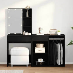 vidaXL Specchio con LED con cassetto Rovere nero 140 x 40 x 140 cm