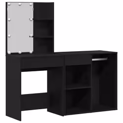 vidaXL Specchio con LED con cassetto Rovere nero 140 x 40 x 140 cm - Vista aggiuntiva 2