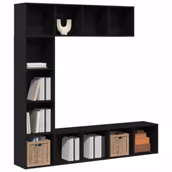 vidaXL Armadio per Libri 3 pcs Rovere Nero 36 x 30 x 143 cm - Vista aggiuntiva 3