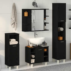 vidaXL Set di mobili per il bagno 4 pcs Nero 30 x 30 x 179.5 cm