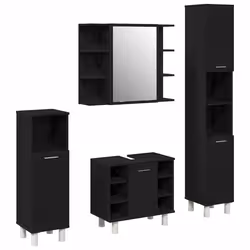 vidaXL Set di mobili per il bagno 4 pcs Nero 30 x 30 x 179.5 cm - Vista aggiuntiva 2
