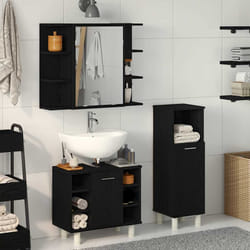 vidaXL Set di mobili per il bagno 3 pcs Nero 30 x 30 x 99.5 cm