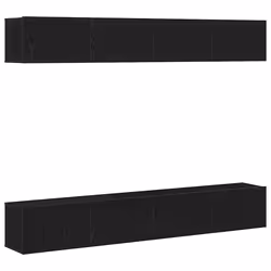 vidaXL Set mobile TV 4 pcs Rovere nero 100 x 30 x 30 cm - Vista aggiuntiva 2
