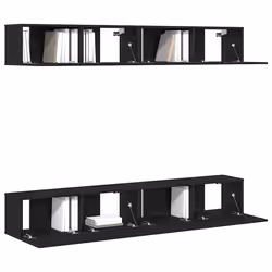 vidaXL Set mobile TV 4 pcs Rovere nero 100 x 30 x 30 cm - Vista aggiuntiva 3
