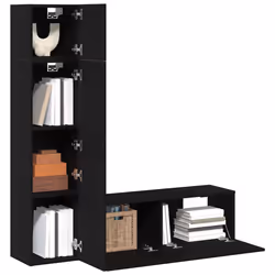 vidaXL Set mobile TV 4 pcs Rovere nero 130.5 x 30 x 140 cm - Vista aggiuntiva 3