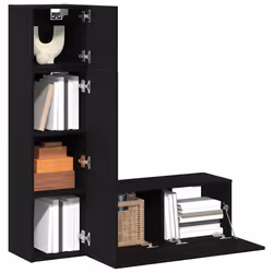 vidaXL Set mobile TV 3 pcs Rovere nero 130.5 x 30 x 140 cm - Vista aggiuntiva 3