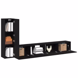 vidaXL Set mobile TV 3 pcs Rovere nero 100 x 30 x 30 cm - Vista aggiuntiva 3
