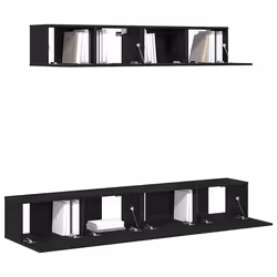 vidaXL Set mobile TV 4 pcs Rovere nero 100 x 30 x 30 cm - Vista aggiuntiva 3