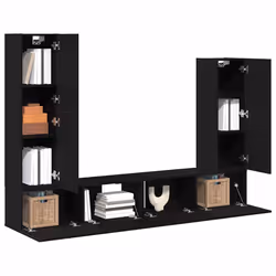 vidaXL Set mobile TV 6 pcs Rovere nero 30.5 x 30 x 110 cm - Vista aggiuntiva 3
