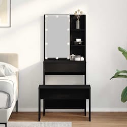vidaXL Set Tavolo da Trucco con cassetto Rovere nero 60 x 40 x 140 cm