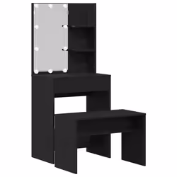 vidaXL Set Tavolo da Trucco con cassetto Rovere nero 60 x 40 x 140 cm - Vista aggiuntiva 2