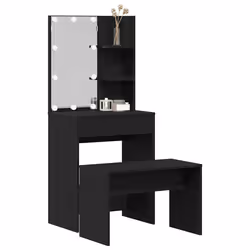 vidaXL Set Tavolo da Trucco con cassetto Rovere nero 60 x 40 x 140 cm - Vista aggiuntiva 3
