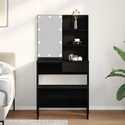 vidaXL Set Tavolo da Trucco Rovere nero 74.5 x 40 x 141 cm