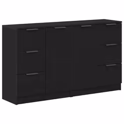 vidaXL Sideboard Rovere Nero 180 x 30 x 70 cm Legno multistrato - Vista aggiuntiva 2