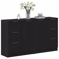 vidaXL Sideboard Rovere Nero 180 x 30 x 70 cm Legno multistrato - Vista aggiuntiva 3