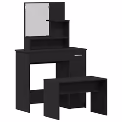 vidaXL Set Tavolo da Trucco 2 pcs Rovere nero 86.5 x 35 x 136 cm - Vista aggiuntiva 2