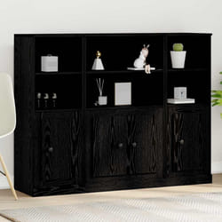vidaXL Highboard Rovere Nero 132 x 35,5 x 103,5 cm Legno multistrato