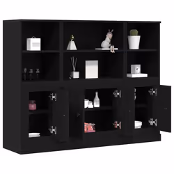 vidaXL Highboard Rovere Nero 132 x 35,5 x 103,5 cm Legno multistrato - Vista aggiuntiva 3