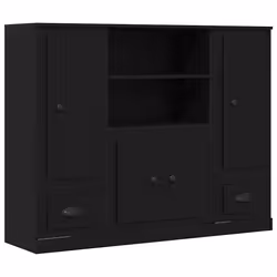 vidaXL Highboard Rovere Nero 132 x 35.5 x 103.5 cm Legno multistrato - Vista aggiuntiva 2