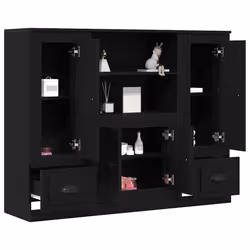 vidaXL Highboard Rovere Nero 132 x 35.5 x 103.5 cm Legno multistrato - Vista aggiuntiva 3