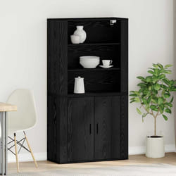 vidaXL Highboard Rovere nero 80 x 33 x 150 cm Legno multistrato