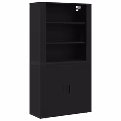 vidaXL Highboard Rovere nero 80 x 33 x 150 cm Legno multistrato - Vista aggiuntiva 2