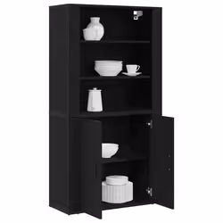 vidaXL Highboard Rovere nero 80 x 33 x 150 cm Legno multistrato - Vista aggiuntiva 3