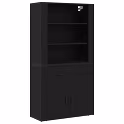 vidaXL Highboard Rovere nero 80 x 33 x 150 cm Legno multistrato - Vista aggiuntiva 2