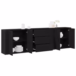 vidaXL Sideboard Rovere nero 240 x 33 x 70 cm Legno multistrato - Vista aggiuntiva 3