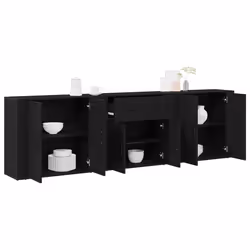 vidaXL Credenza Rovere Nero 240 x 33 x 70 cm Legno multistrato - Vista aggiuntiva 3