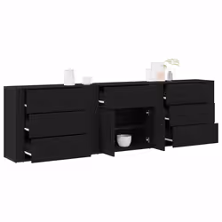 vidaXL Mobile Laterale Rovere Nero 240 x 33 x 70 cm Legno multistrato - Vista aggiuntiva 3